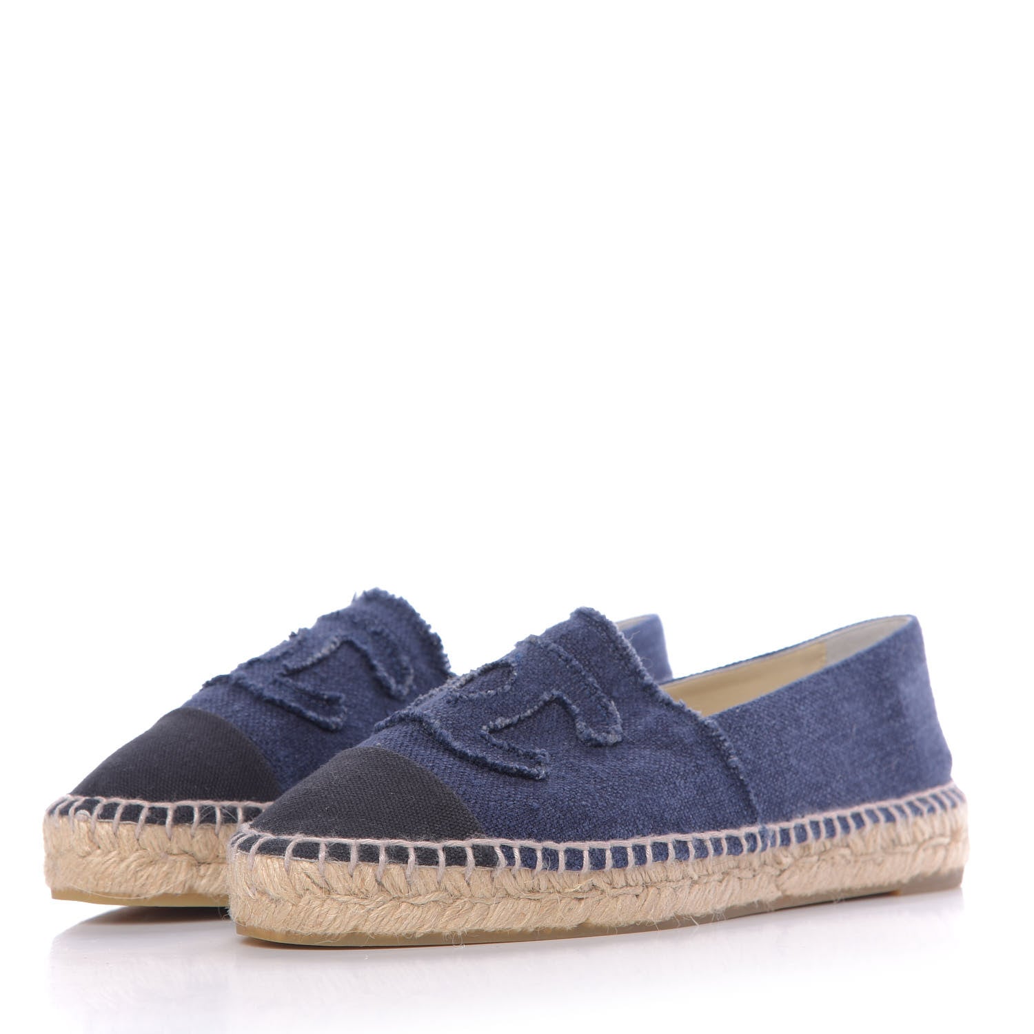 Chanel Denim Toile CC Espadrilles 40 Navy Black 2 of 10