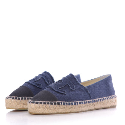 Chanel Denim Toile CC Espadrilles 40 Navy Black 2 of 10