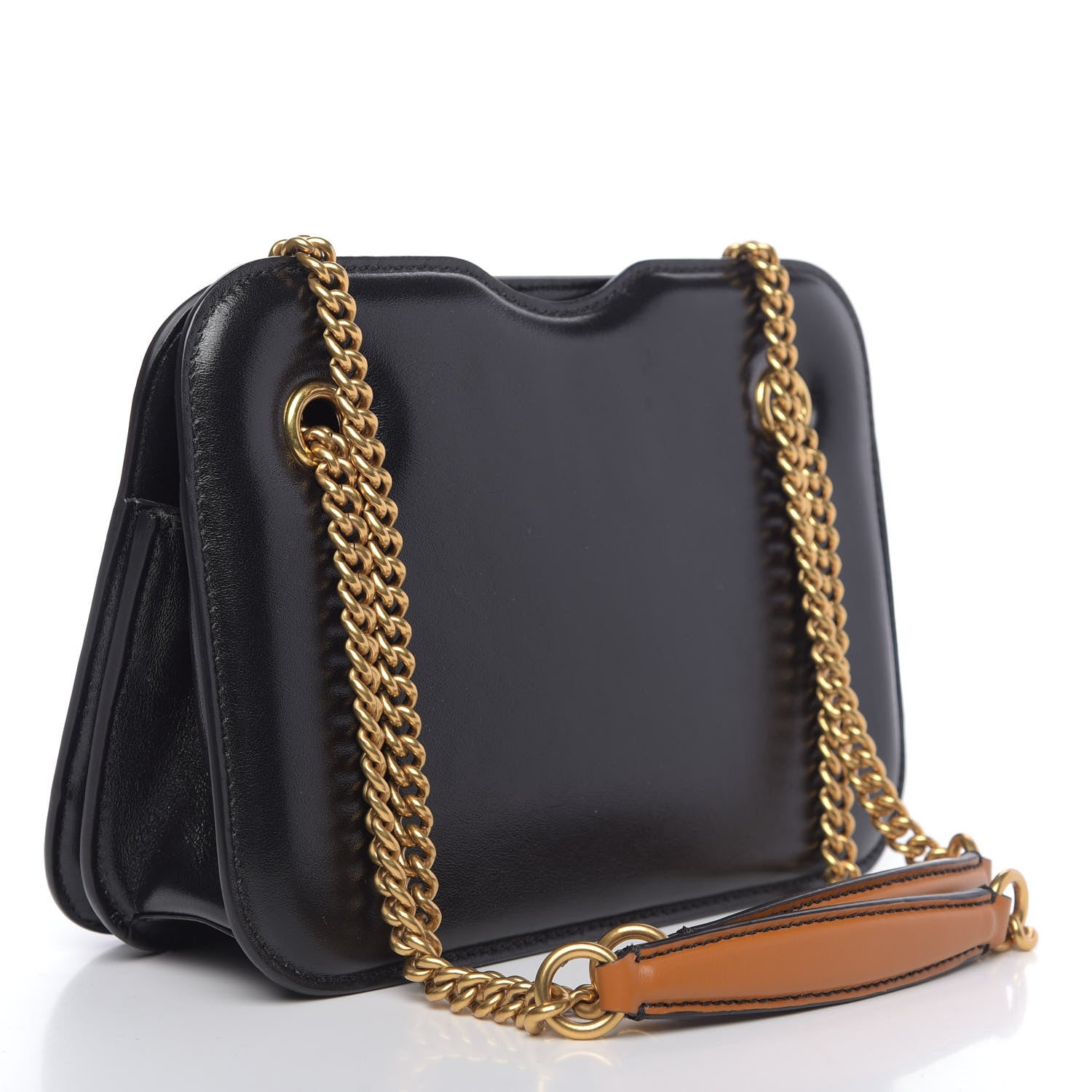 Fendi Vitello Glacier Karligraphy Pocket Shoulder Bag Black Gingerbread 4 of 11