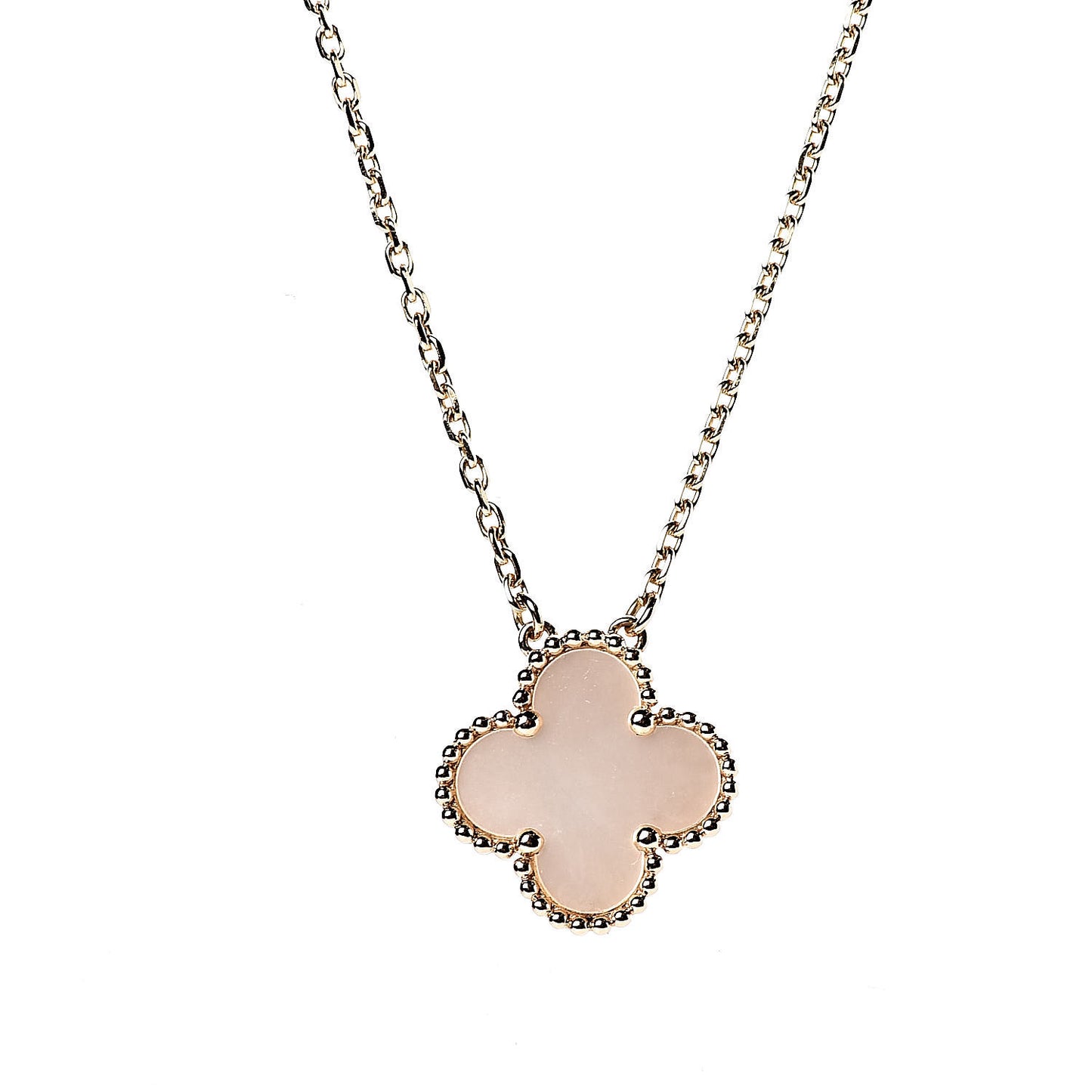 18K Yellow Gold Mother of Pearl Vintage Alhambra Pendant Necklace
