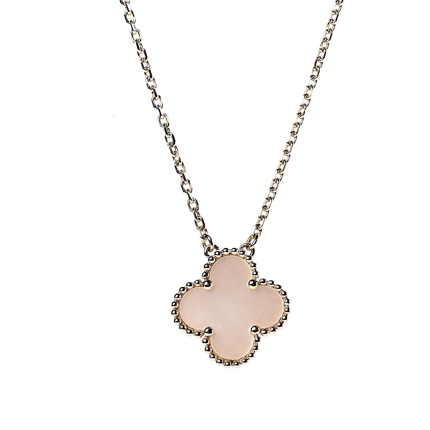 Van Cleef & Arpels 18K Yellow Gold Mother of Pearl Vintage Alhambra Pendant Necklace 4 of 7