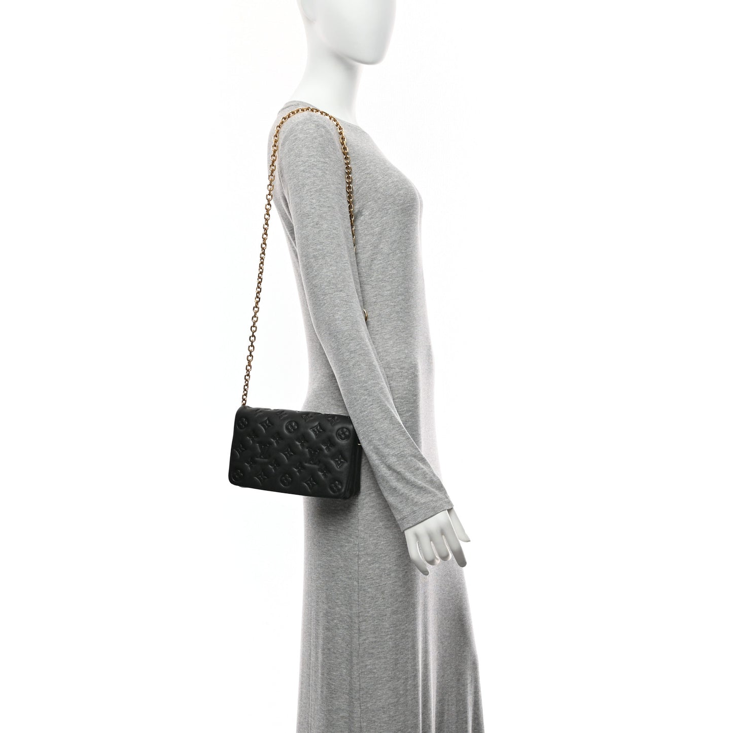 Lambskin Embossed Monogram Pochette Coussin Black