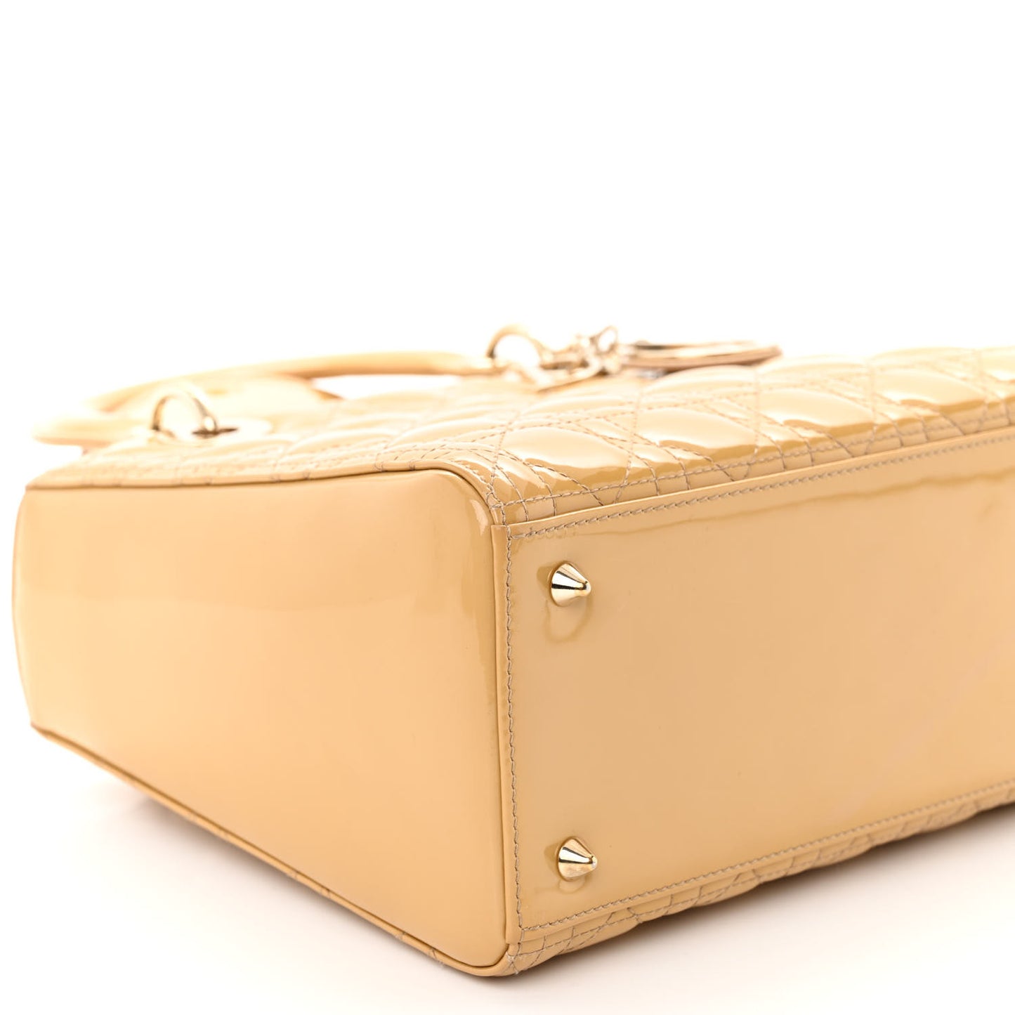 Patent Cannage Medium Lady Dior Dark Beige