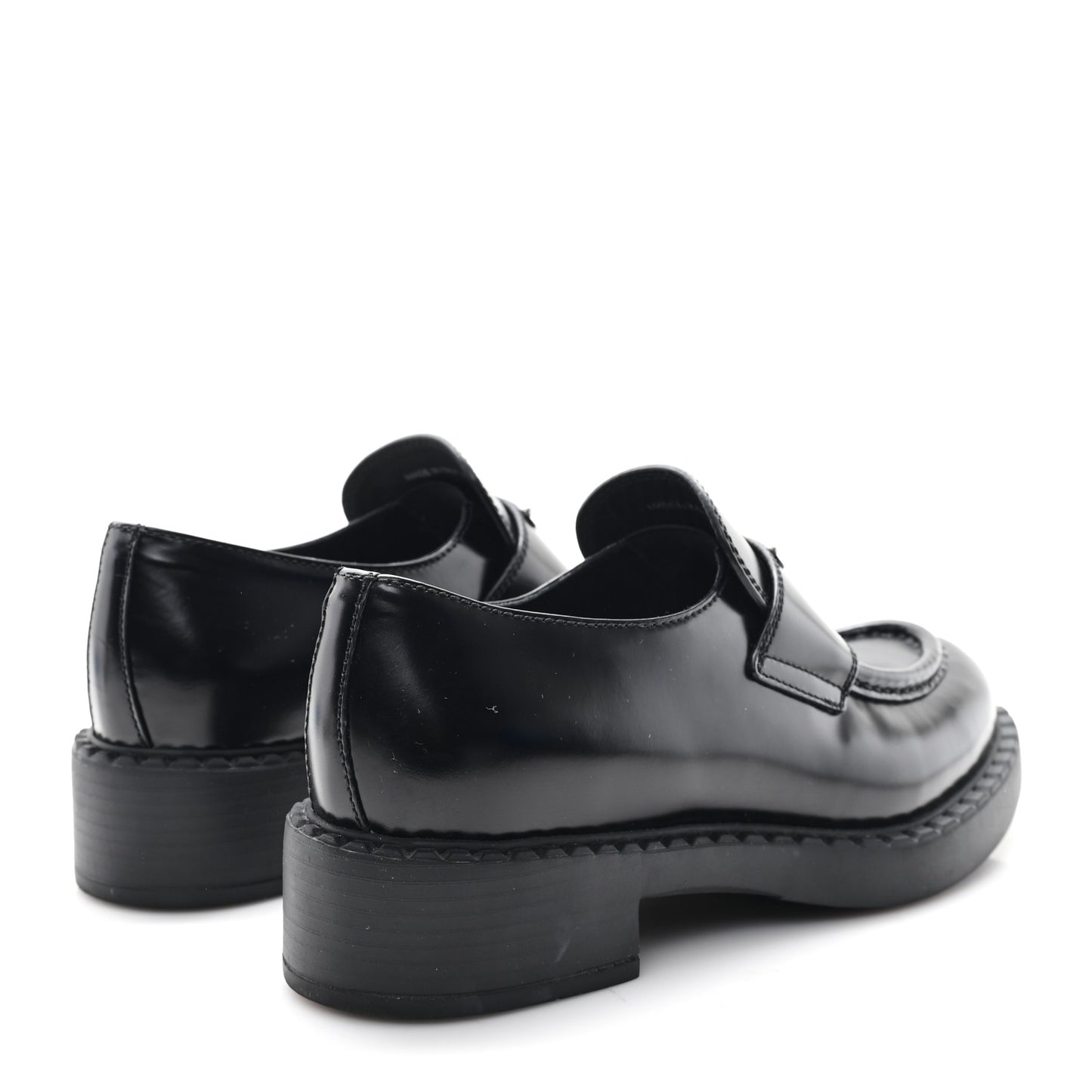 Spazzolato Metal Triangle Logo 50mm Loafers 38 Black