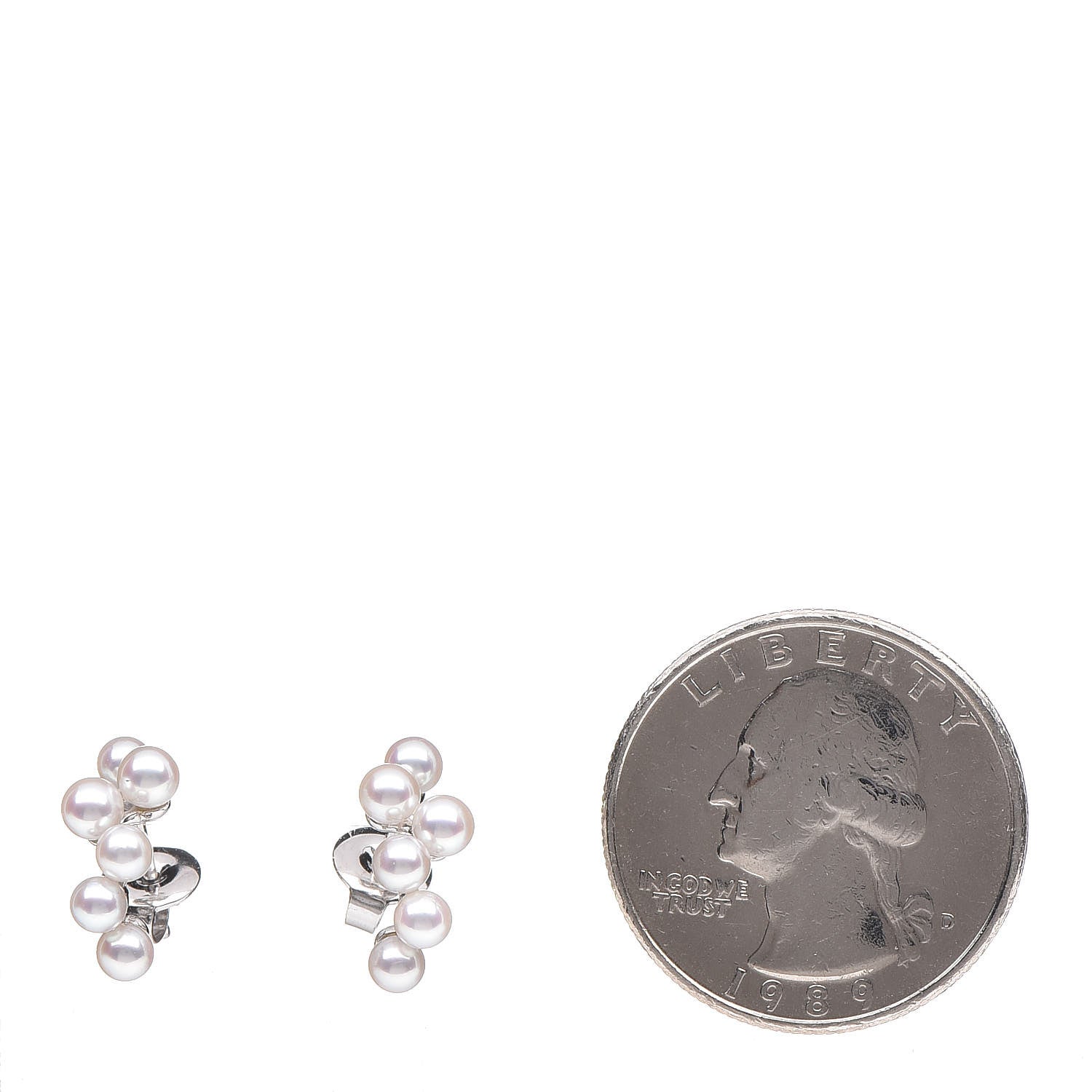 Mikimoto 18K White Gold Akoya Pearl 4.2-3.2mm Bubbles Earrings 2 of 4