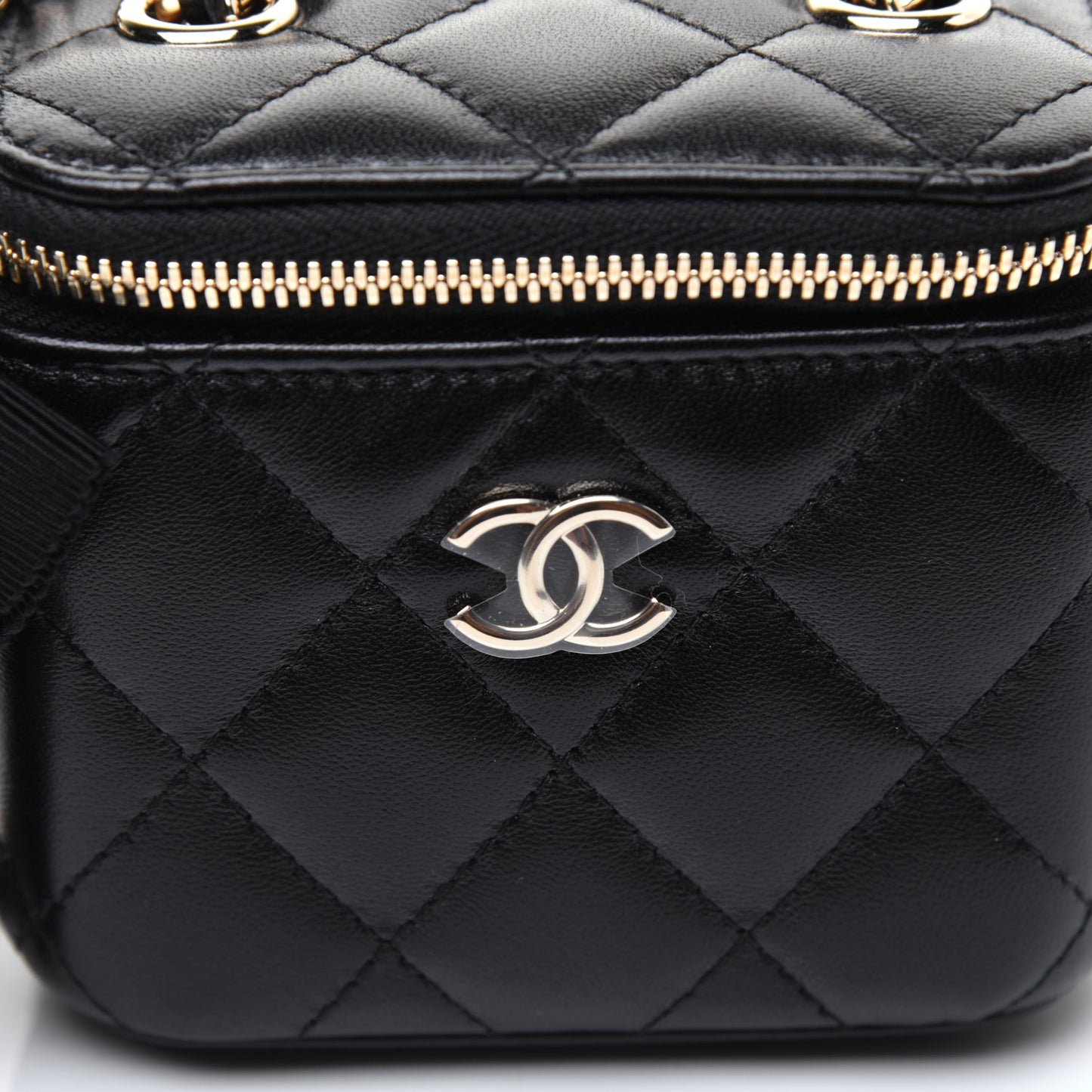 Lambskin Quilted My Chanel Lady Vanity Case With Chain Black