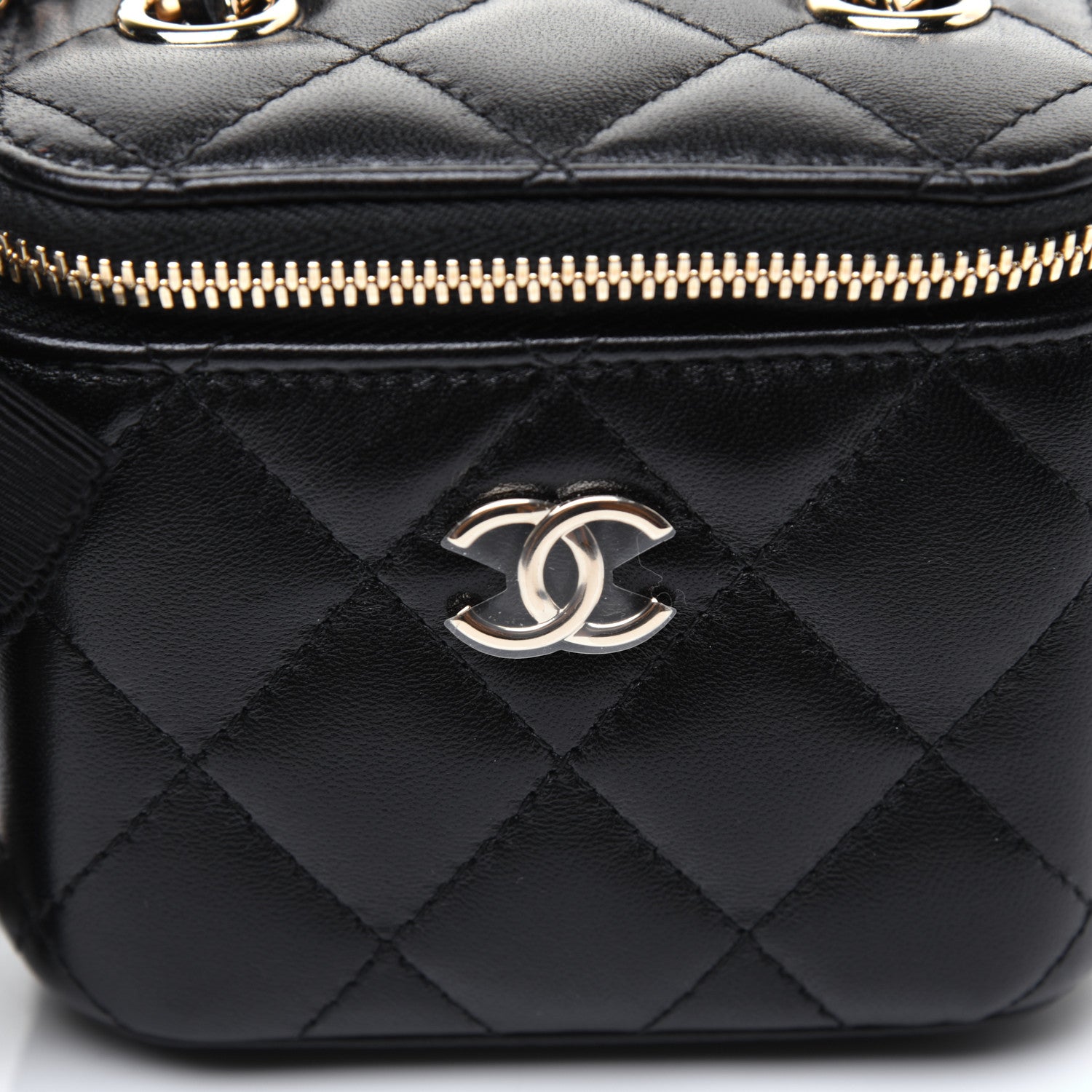 Chanel Lambskin Quilted My Chanel Lady Vanity Case With Chain Black 11 of 14