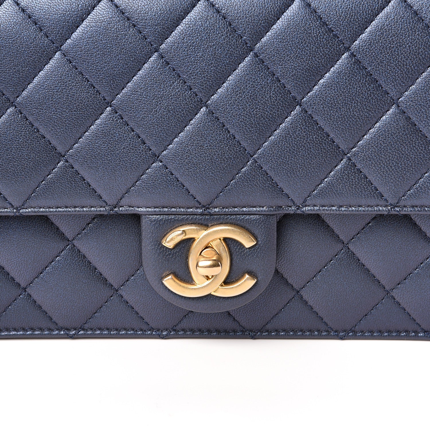 Chanel Iridescent Lambskin Quilted Small Chic Pearls Flap Blue 10 of 10