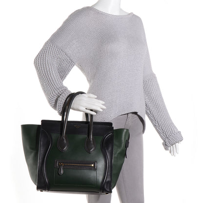Celine Smooth Calfskin Mini Tri-Color Luggage Forest 2 of 9