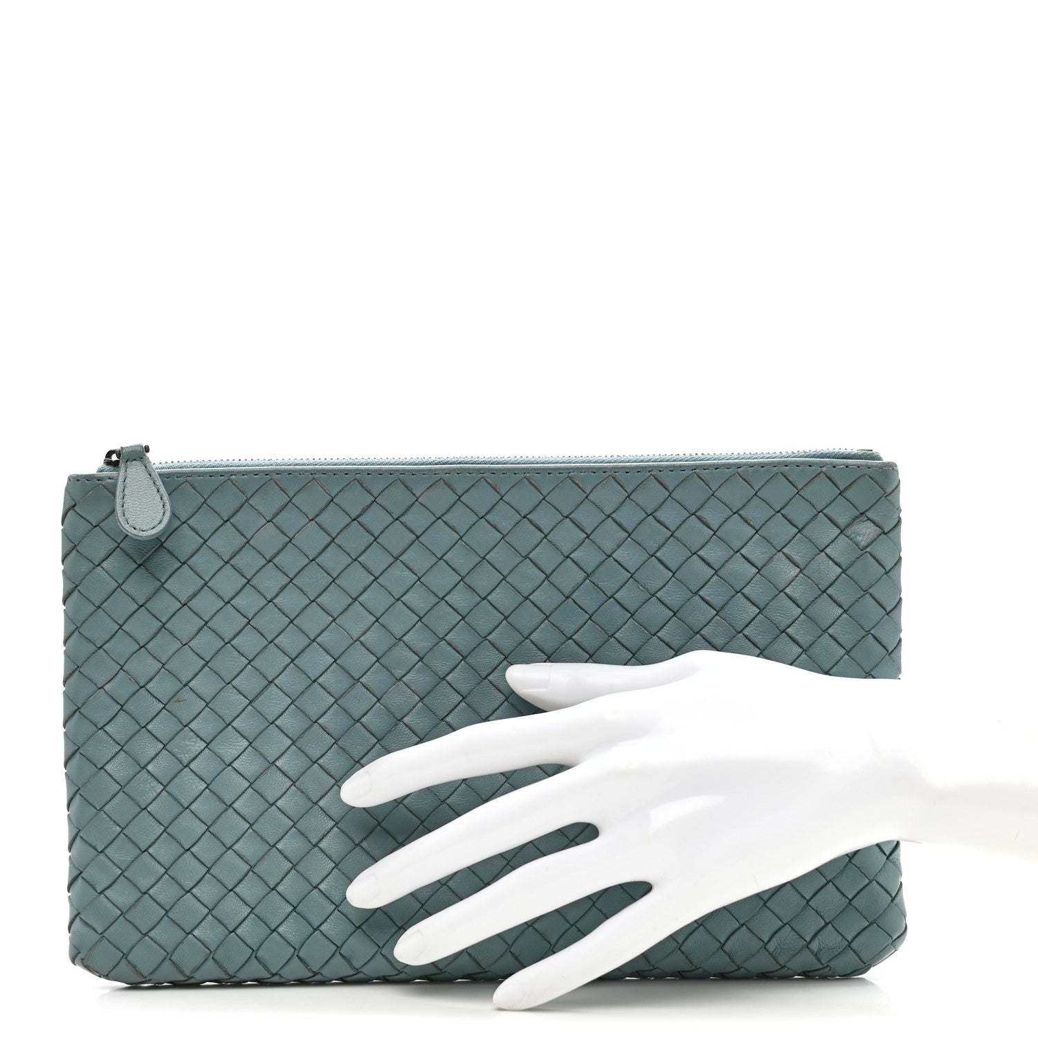 Bottega Veneta Nappa Intrecciato Zip Pouch Blue 2 of 7