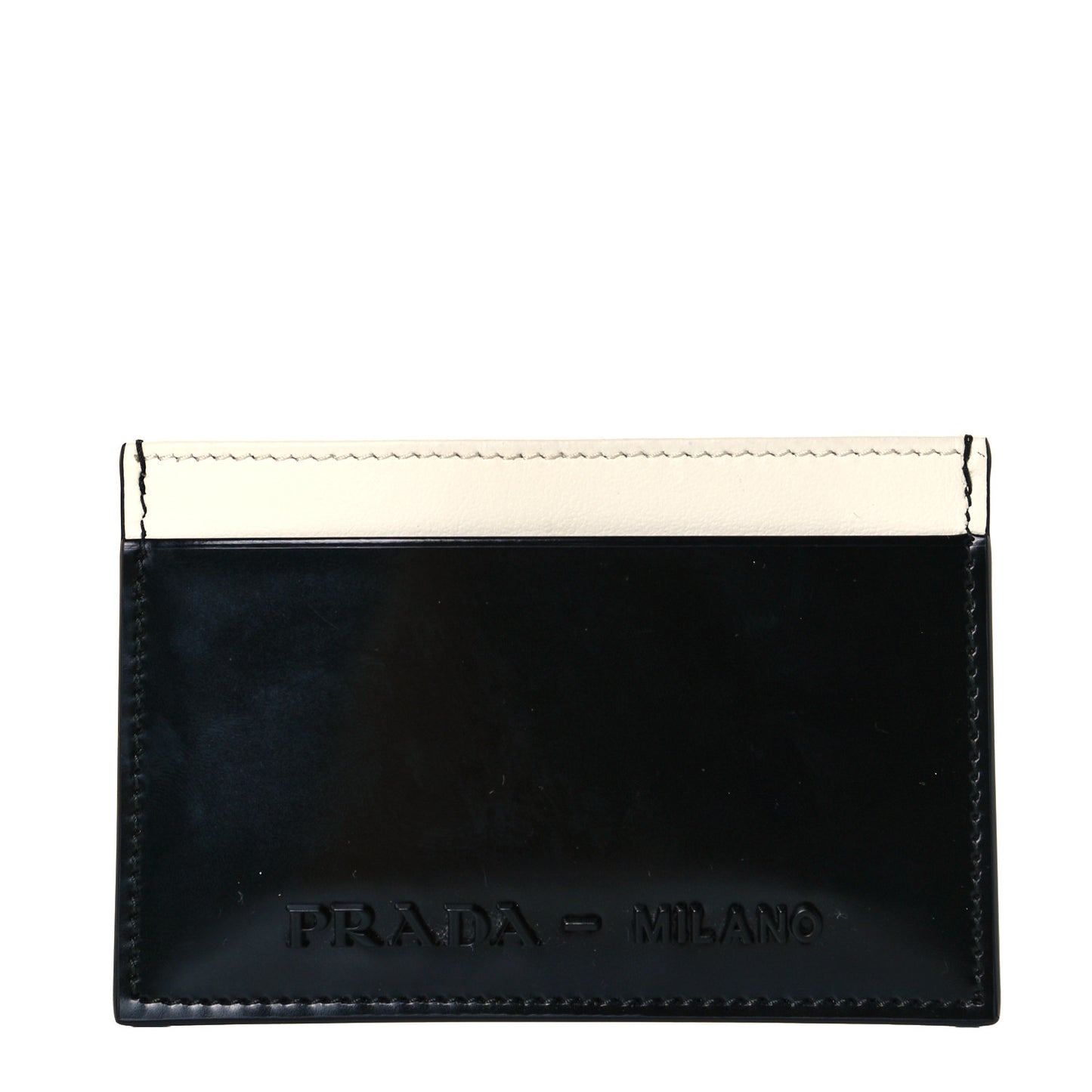 Spazzolato City Calfskin Card Case Black White