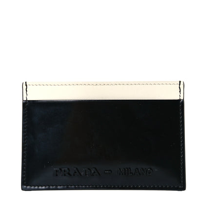 Prada Spazzolato City Calfskin Card Case Black White 1 of 7