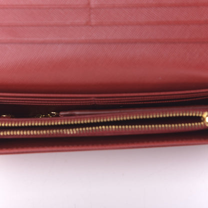 Prada Saffiano Metal Continental Flap Wallet Fuoco 7 of 11