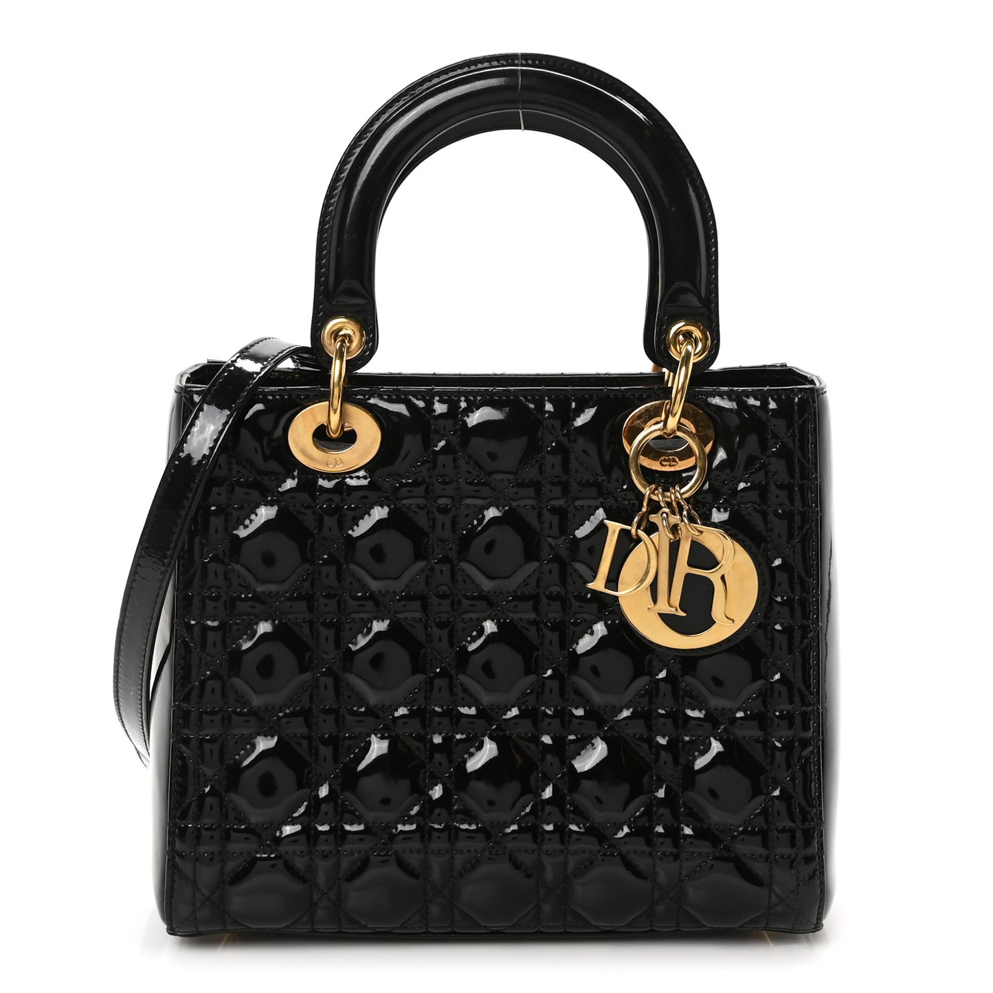 Patent Cannage Medium Lady Dior Black