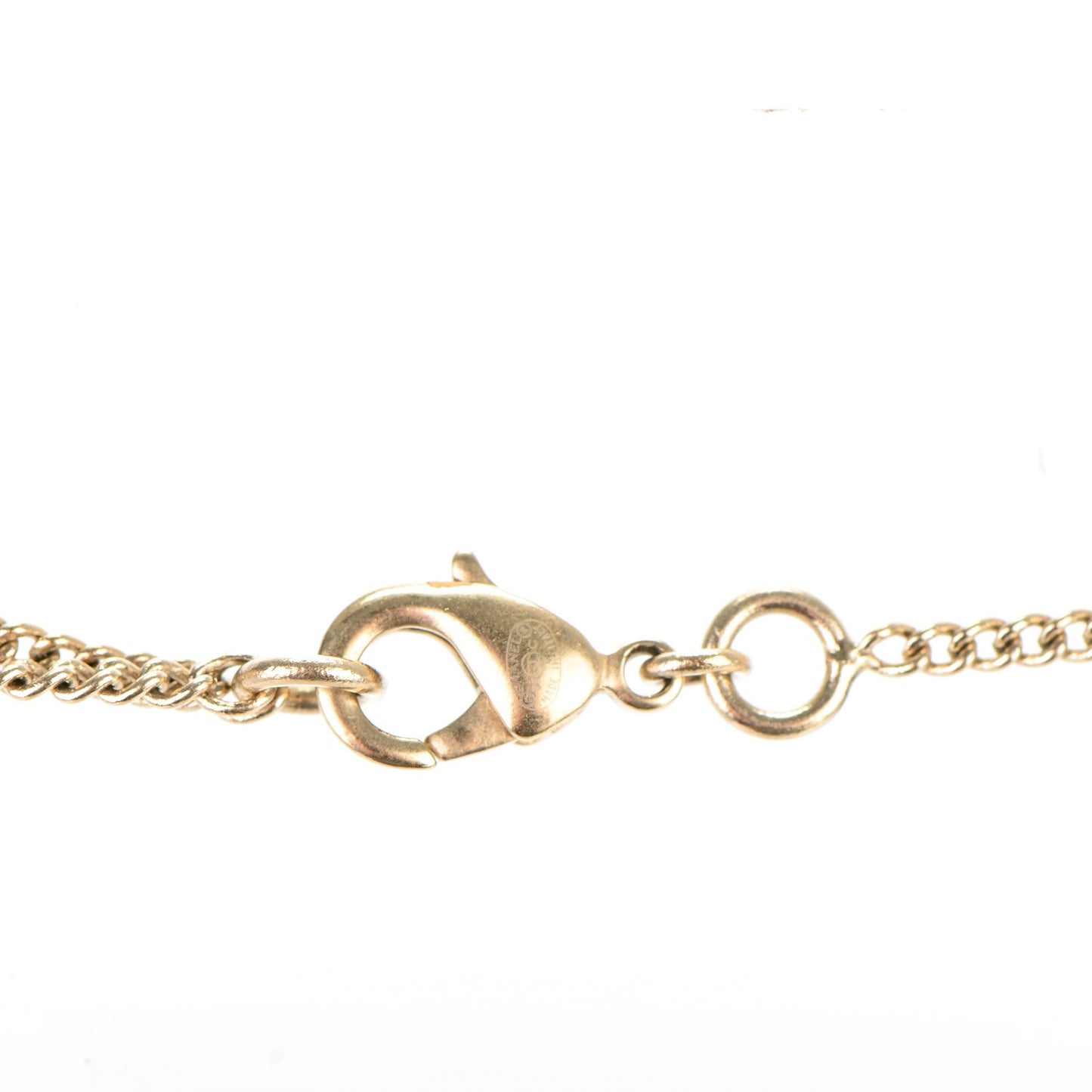 Satin CC Heart Chain Necklace Black Light Gold