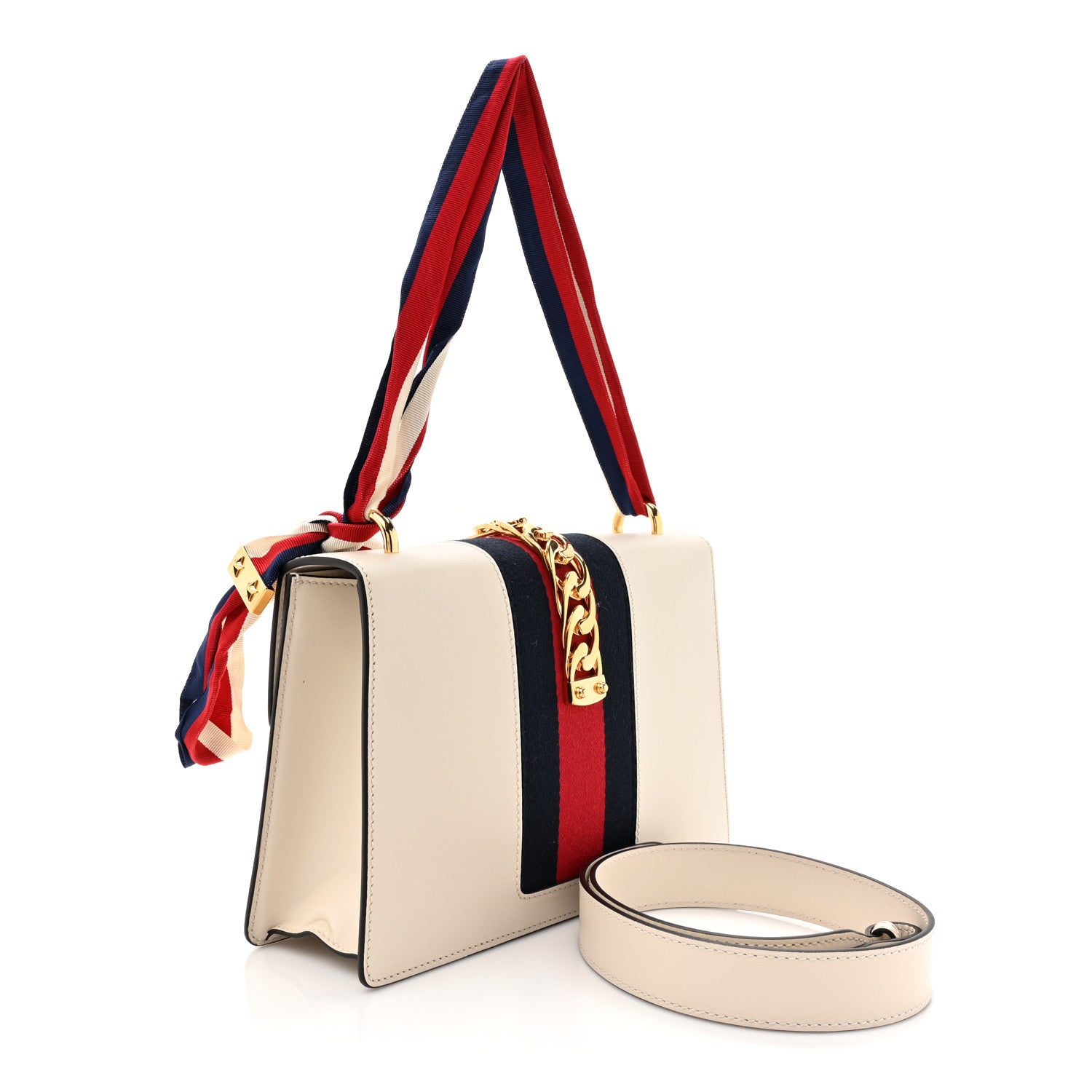 Gucci Calfskin Small Sylvie Shoulder Bag Off White 3 of 12