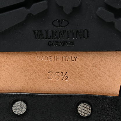 Valentino Garavani Crackled Lambskin Rockstud Spike 20mm Combat Boots 36.5 Black 7 of 11