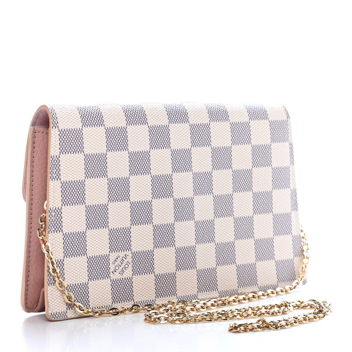 Damier Azur Croisette Chain Wallet Rose Ballerine