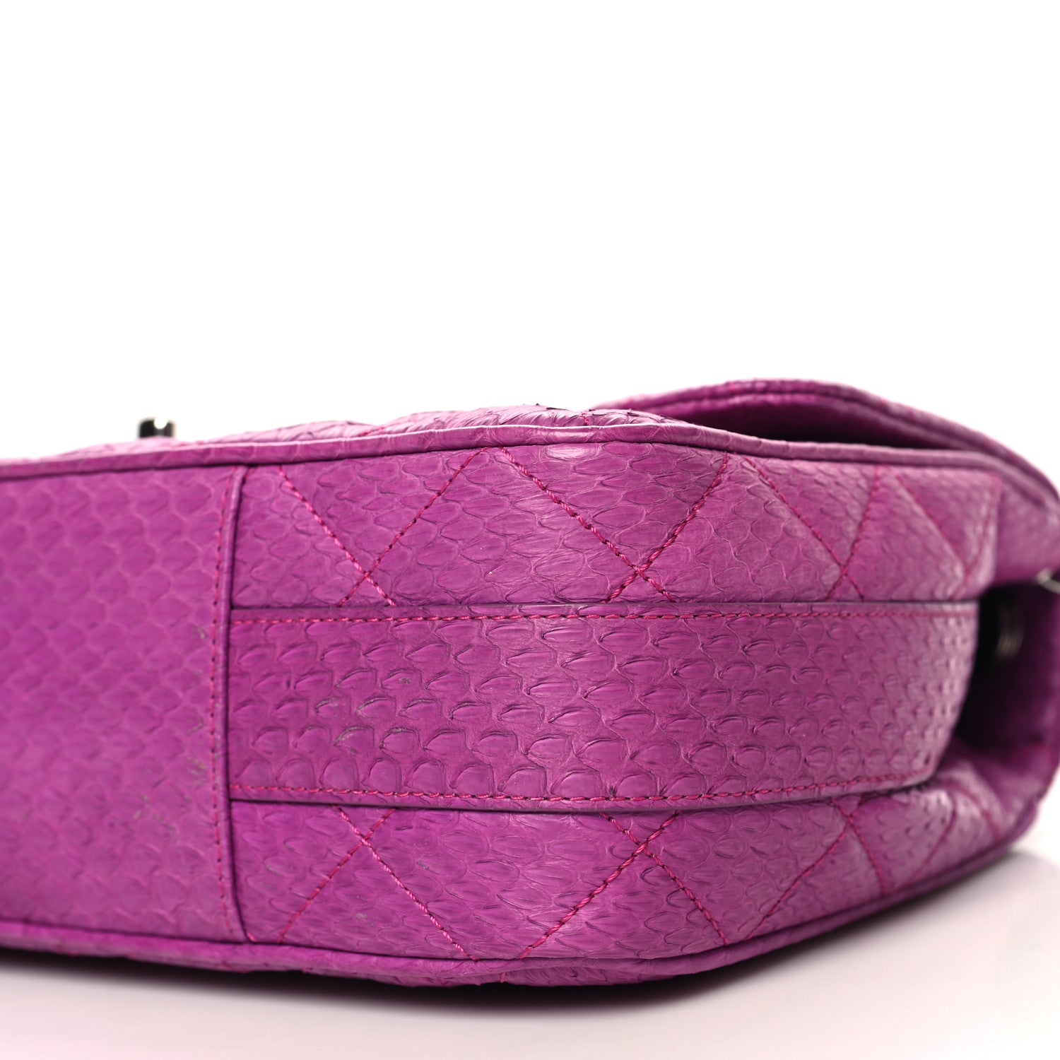 Chanel Elaphe Snakeskin Quilted Jumbo Easy Carry Flap Purple 10 of 10