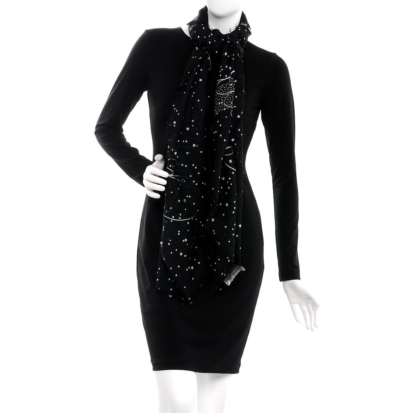 Wool Silk Astrological Sagittarius Constellation Scarf Stole Black