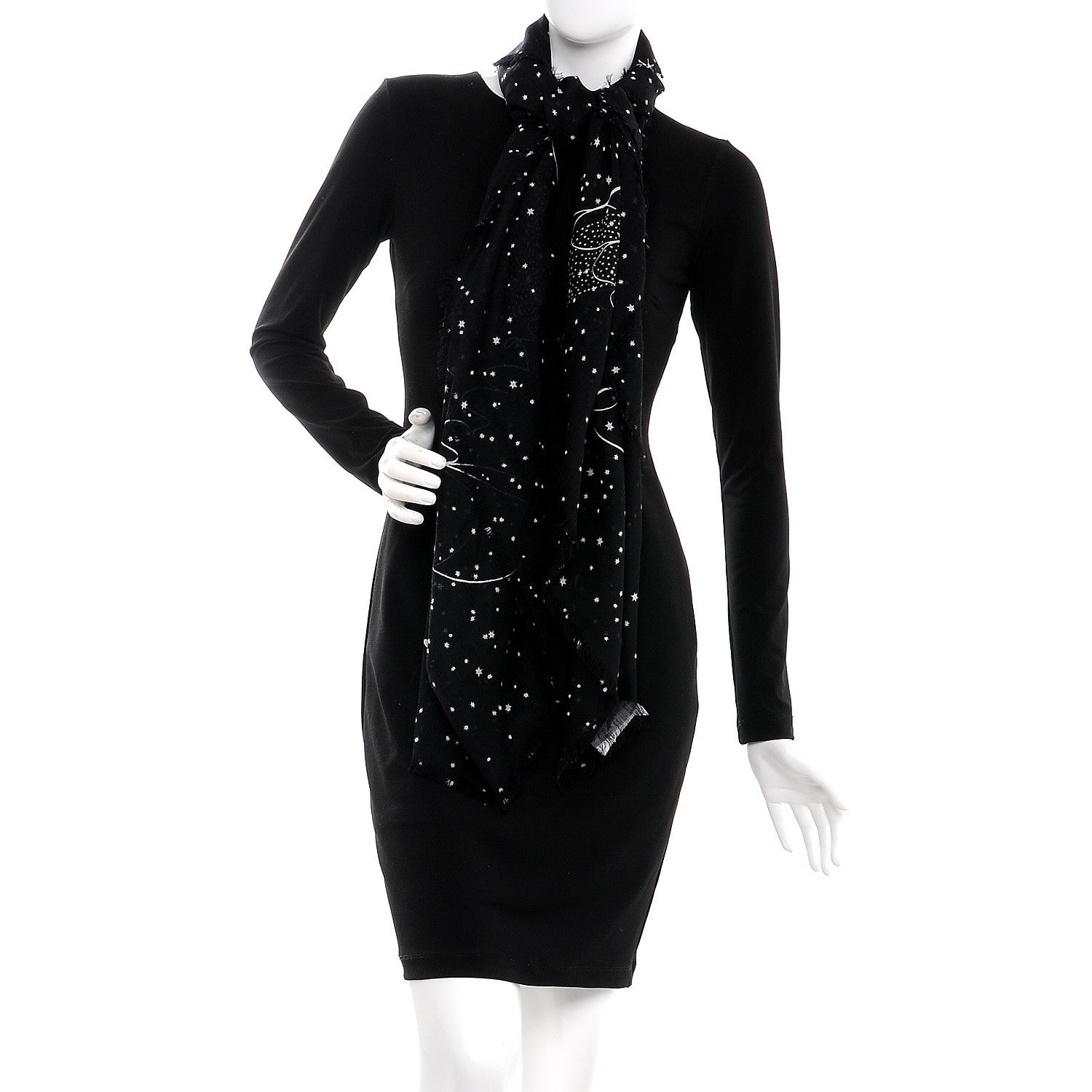 Christian Dior Wool Silk Astrological Sagittarius Constellation Scarf Stole Black 6 of 9