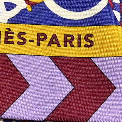 Hermes Silk Mors Et Tresses Maxi Twilly Cut Violet Vert Rouge 6 of 6