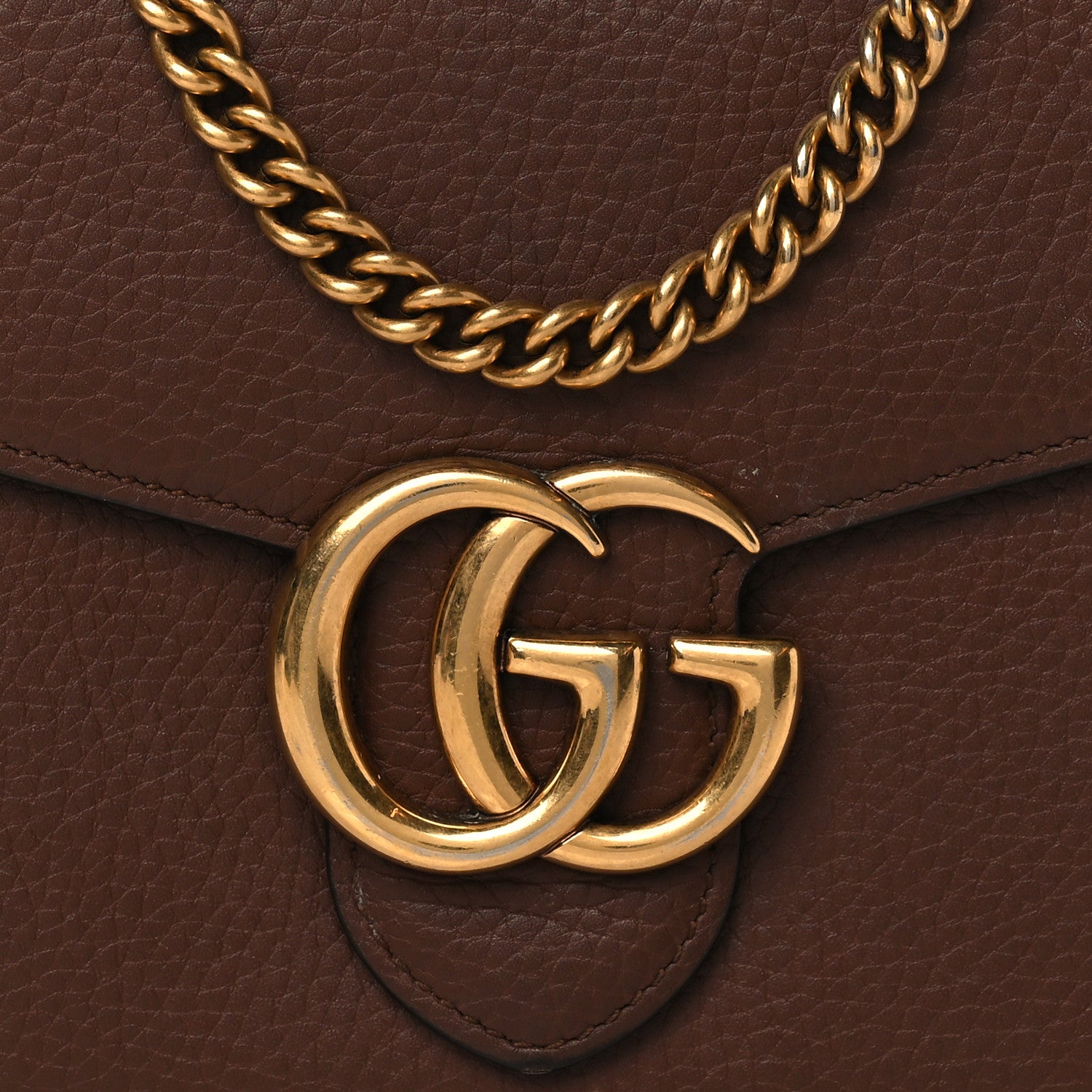 Gucci Cellarius Calfskin GG Marmont Chain Wallet Nut Brown 6 of 9