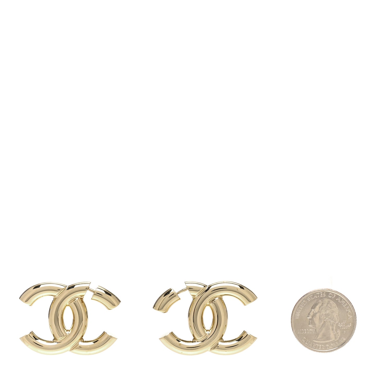 Metal Large CC Earrings Light Gold