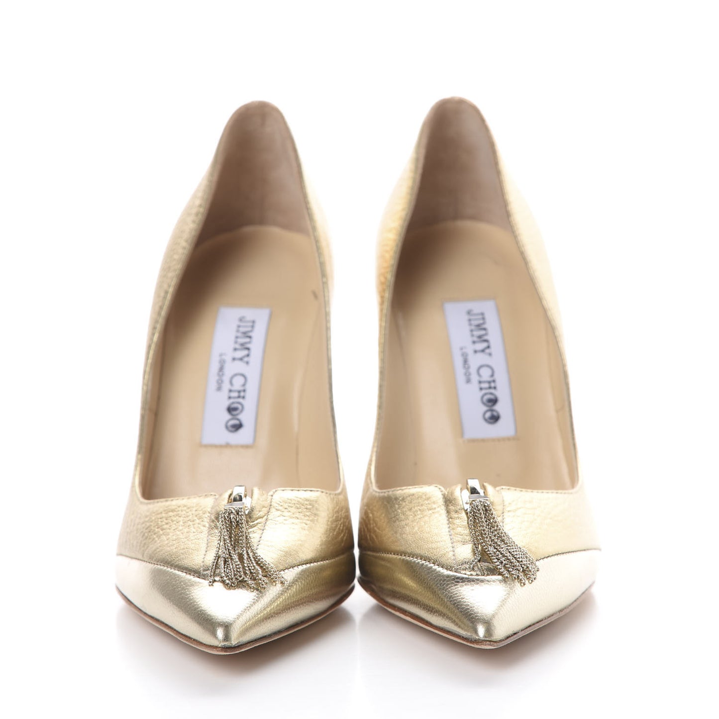 Metallic Calfskin Tassel Tami 100 Pumps 35.5 Gold