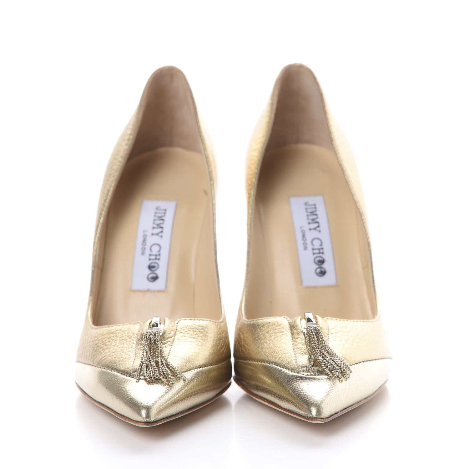 Jimmy Choo Metallic Calfskin Tassel Tami 100 Pumps 35.5 Gold 2 of 14