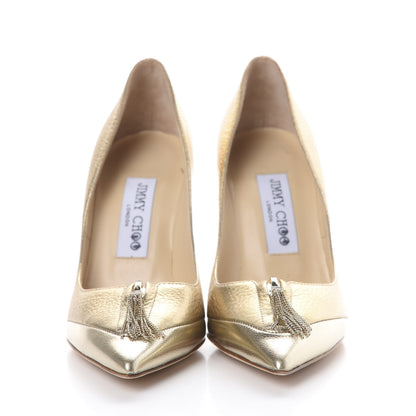 Jimmy Choo Metallic Calfskin Tassel Tami 100 Pumps 35.5 Gold 2 of 14