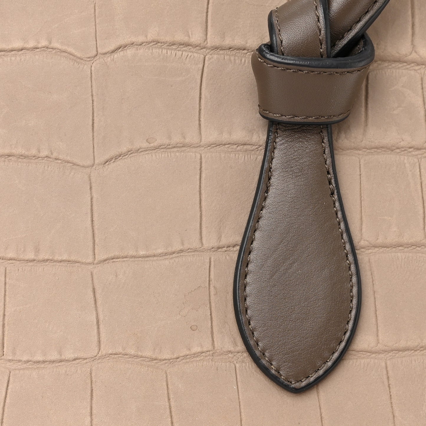 Crocodile Embossed Nubuck Calfskin Small Tie Knot Tote Grey