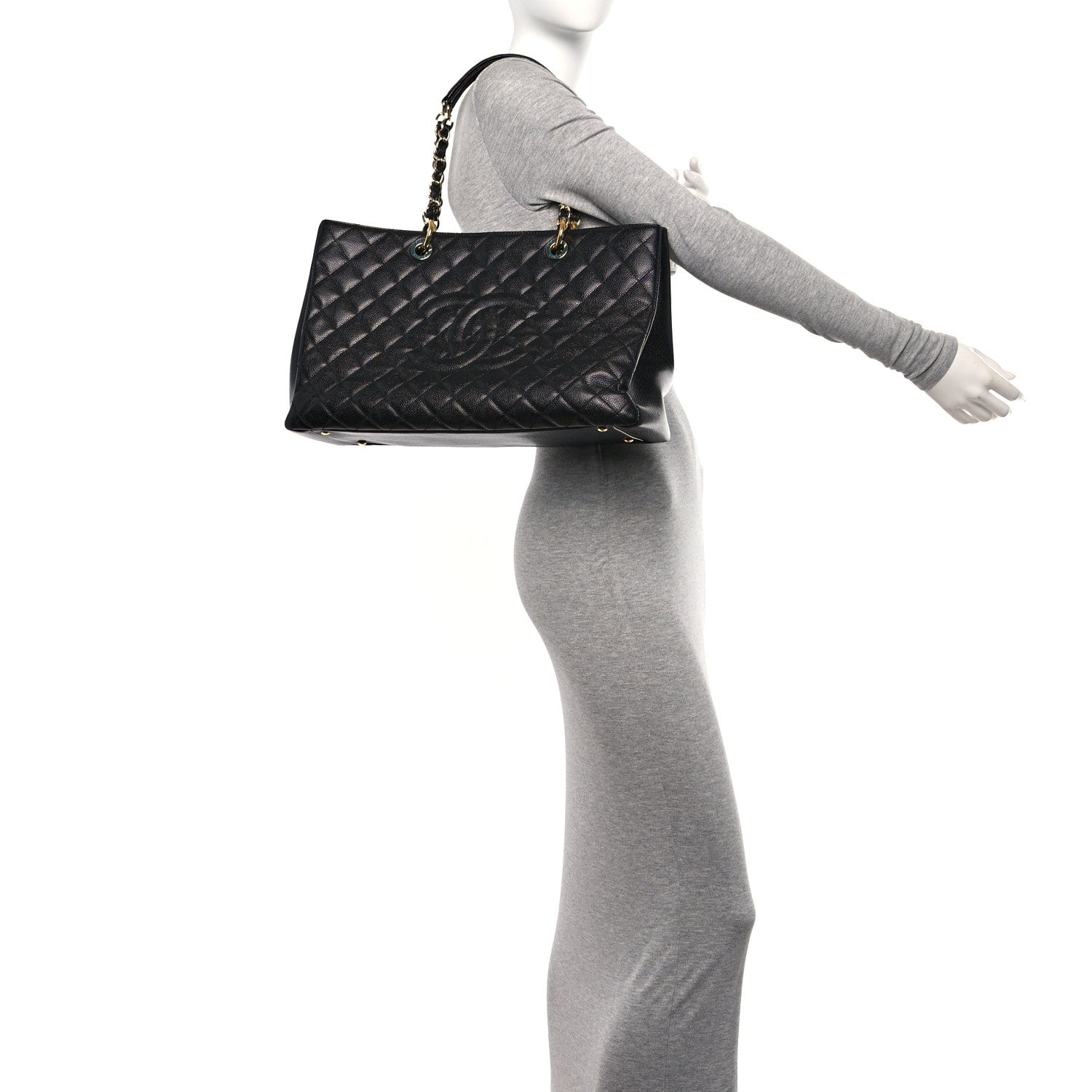 Chanel Caviar Quilted XL Grand Shopping Tote GST Black 2 of 10