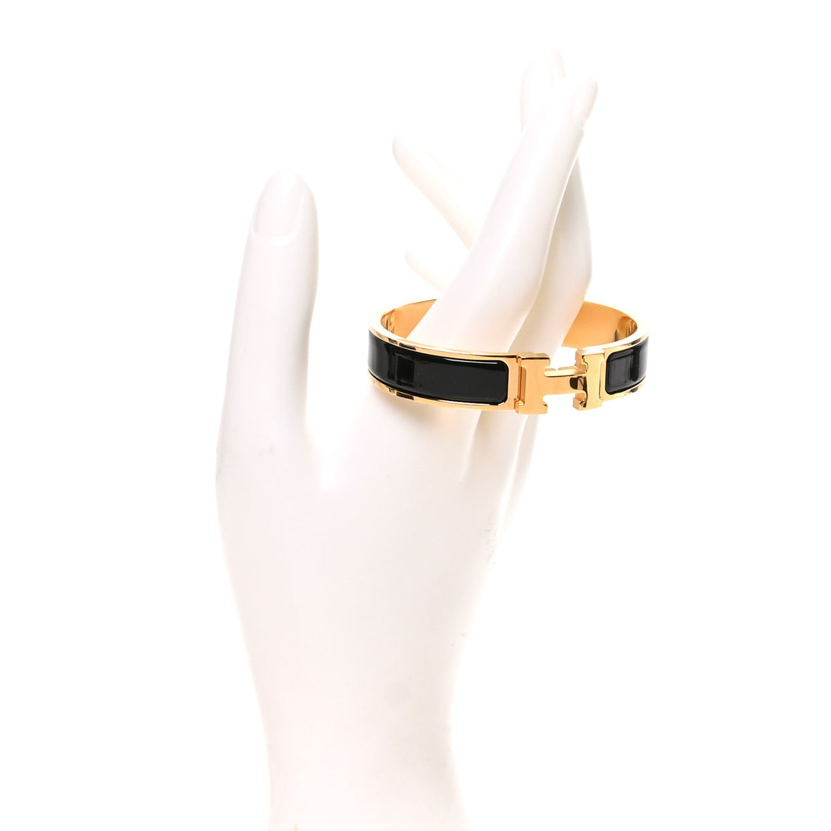 Enamel Narrow Clic Clac H Bracelet PM Black