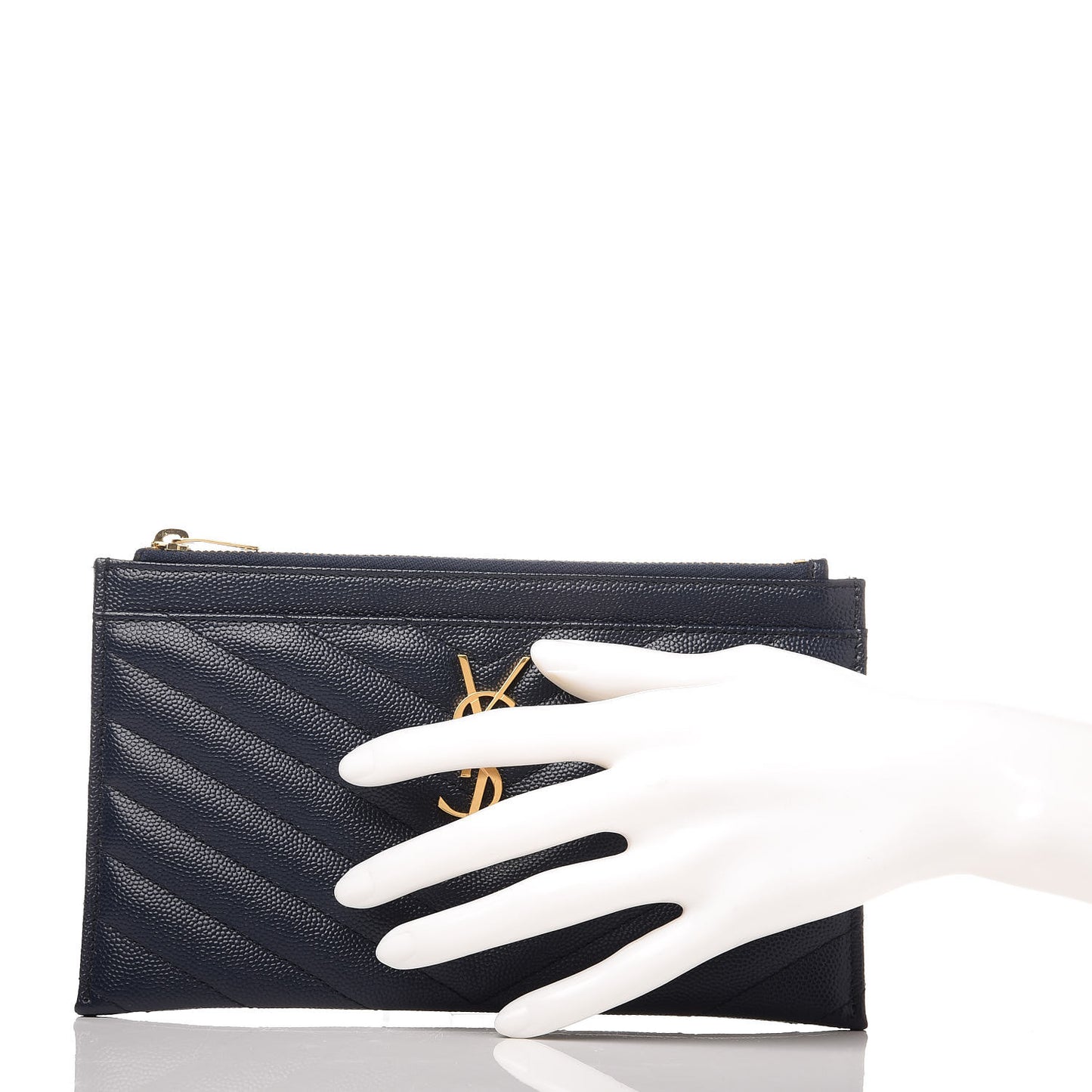 Grain De Poudre Chevron Monogram Bill Pouch Navy