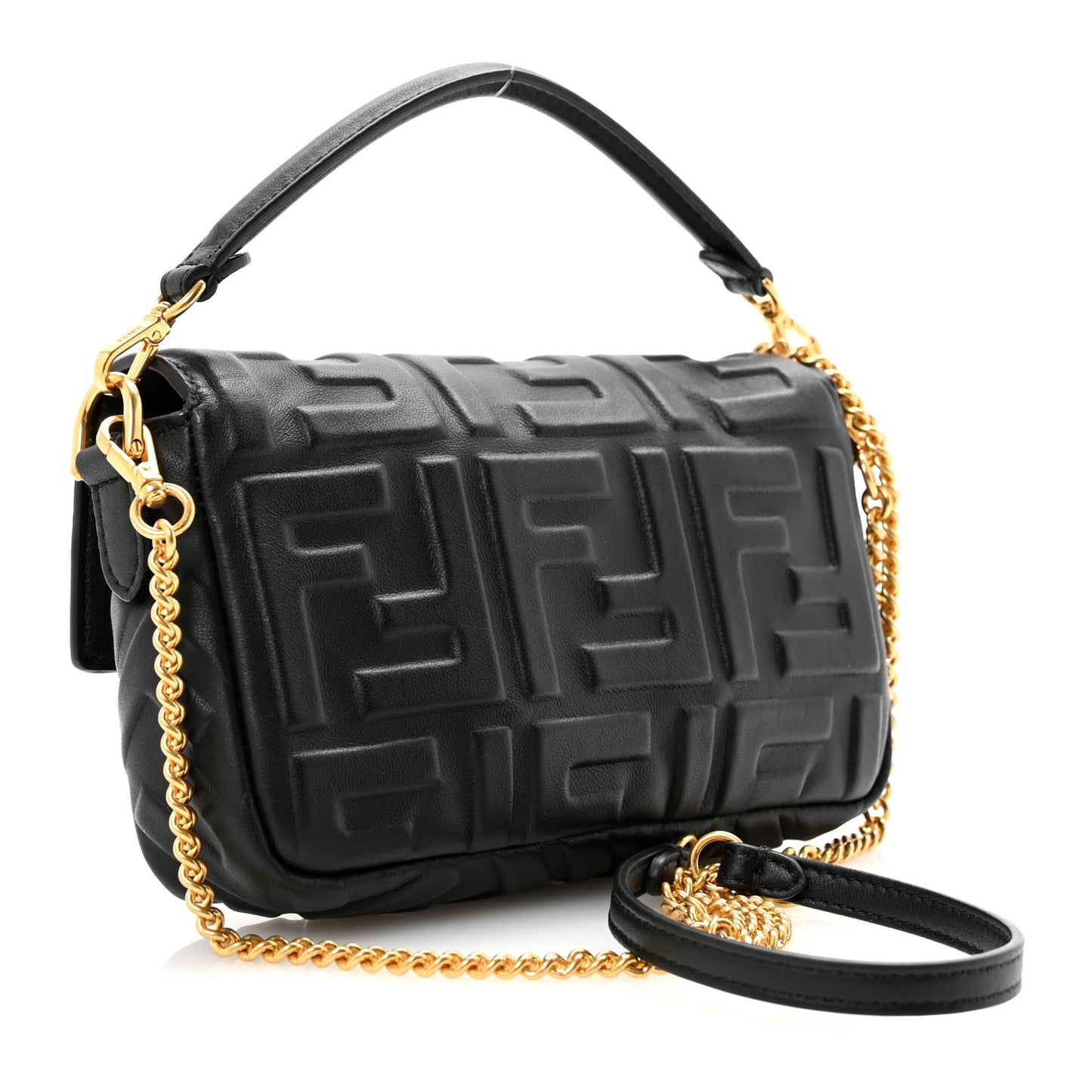 Nappa FF 1974 Embossed Mini Baguette Black