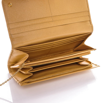 Prada Saffiano Metal Continental Flap Wallet Ginestra 7 of 10