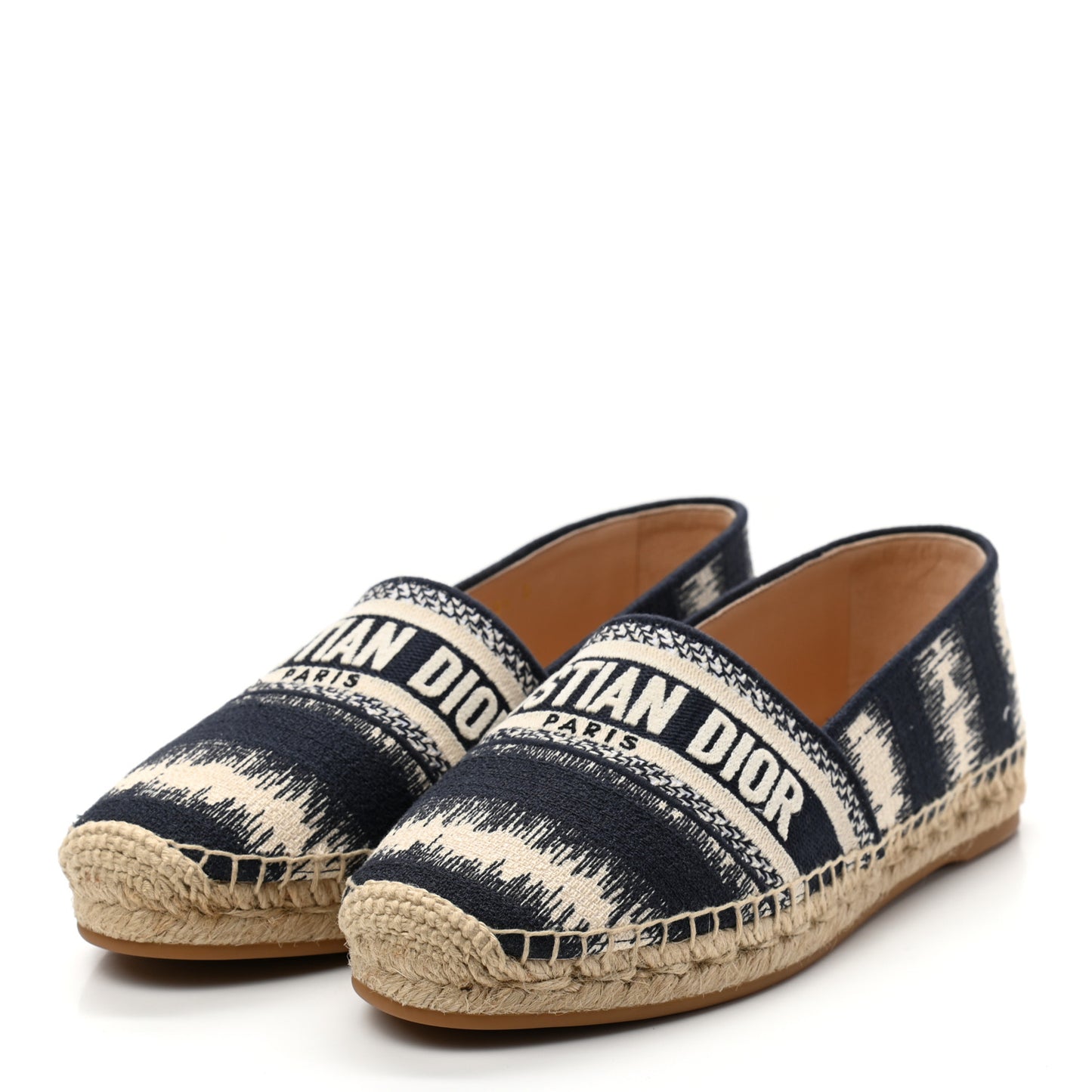 Cotton D-Stripes Embroidered Granville 15mm Espadrilles 38.5 Deep Blue