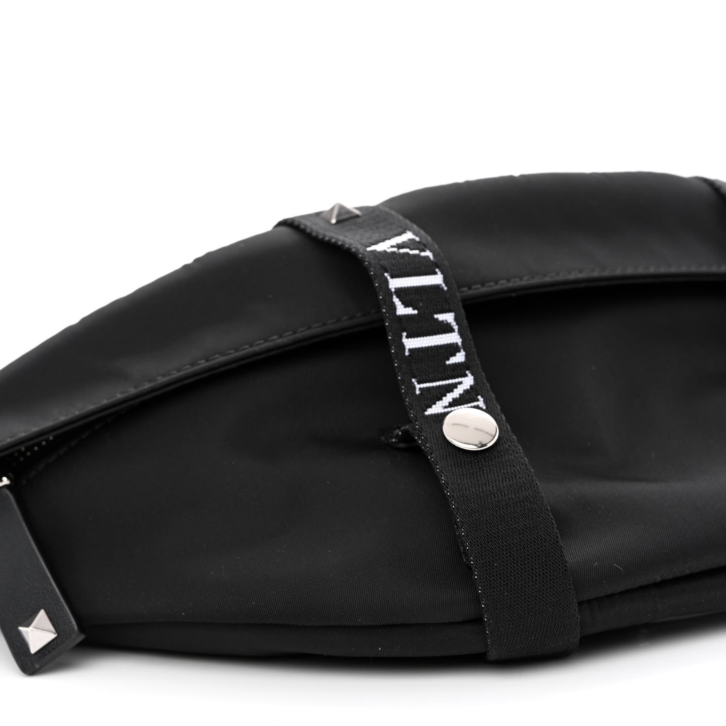 Nylon Ribbon VLTN Belt Bag Black
