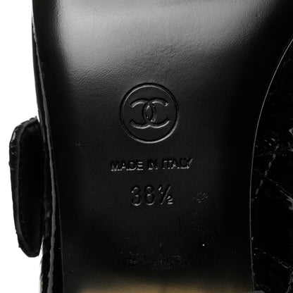 Chanel Patent Goatskin Cap Toe Mary Janes 38.5 Black 8 of 11