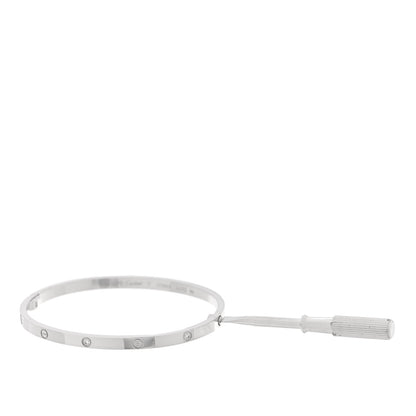 Cartier 18K White Gold 6 Diamond Small LOVE Bracelet 17 6 of 7