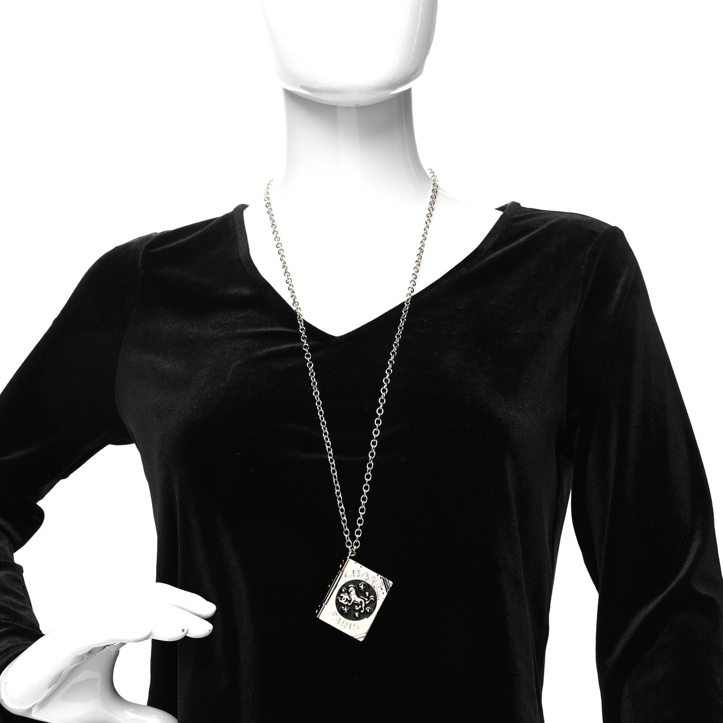 Metal Long Necklace Gold Black