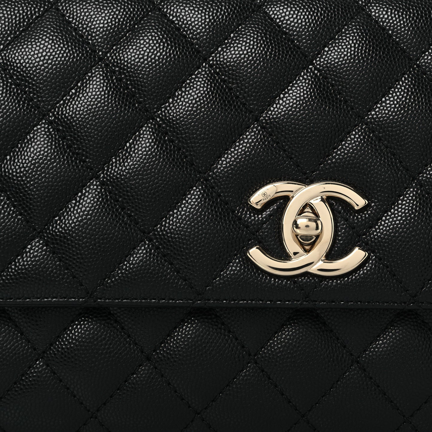 Caviar Quilted Small Coco Handle Flap Black