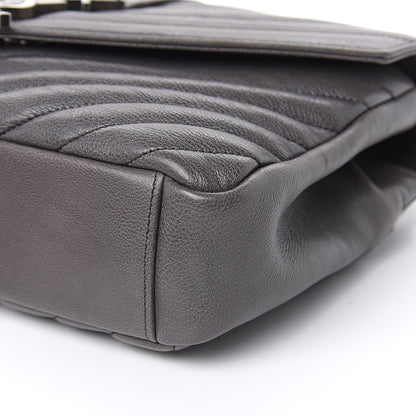 Saint Laurent Sheepskin Matelasse Chevron Monogram Medium College Bag Light Coal 11 of 13