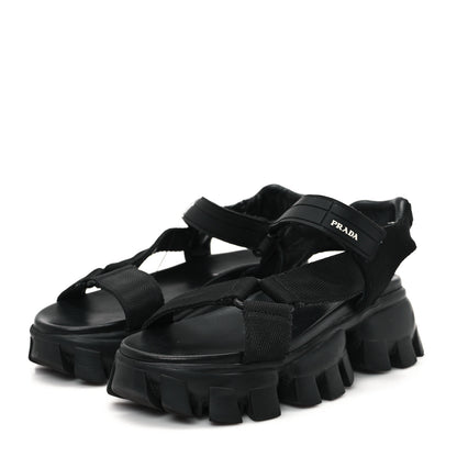 Prada Rubber Nylon Velcro Womens Cloudbust Thunder 50mm Sandals 37 Black 4 of 9