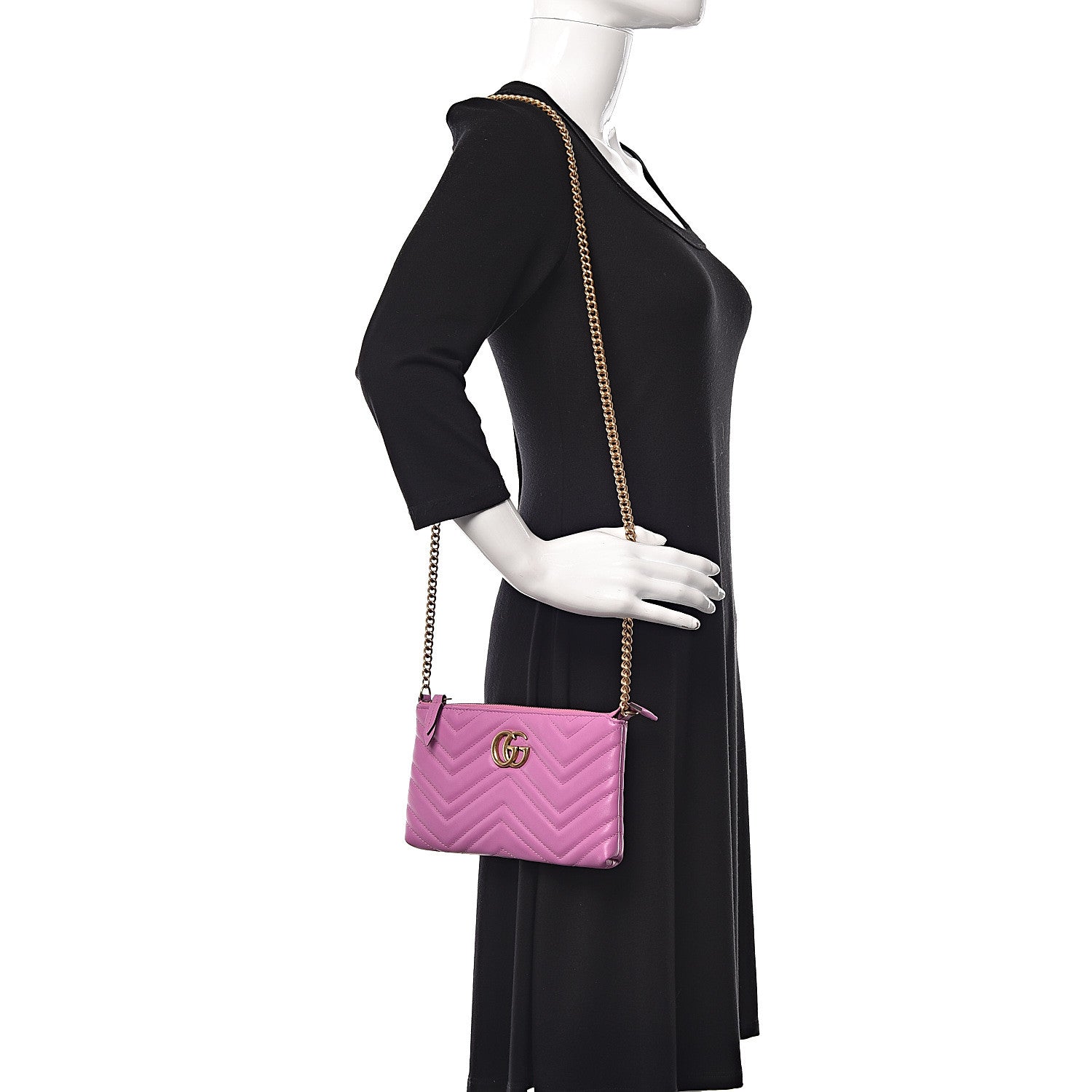 Gucci Calfskin Matelasse Mini GG Marmont Chain Bag Candy Mousse 2 of 11