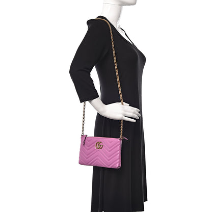 Gucci Calfskin Matelasse Mini GG Marmont Chain Bag Candy Mousse 2 of 11