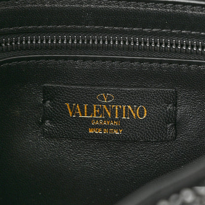 Valentino Garavani Crystal Suede Lacquer Monochrome Medium Roman Stud Shoulder Bag Black 5 of 9