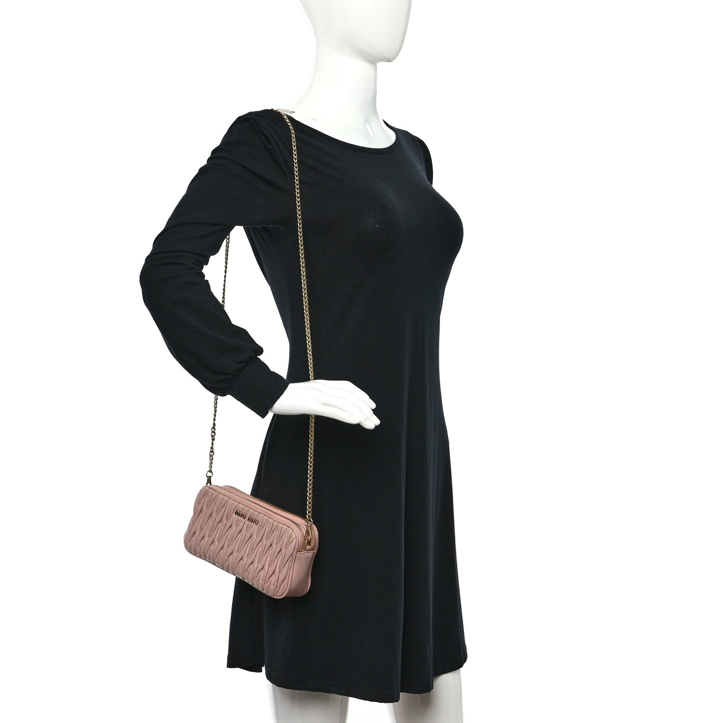 Nappa Matelasse Double Zip Chain Shoulder Bag Cammeo