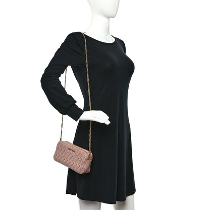 Miu Miu Nappa Matelasse Double Zip Chain Shoulder Bag Cammeo 3 of 8